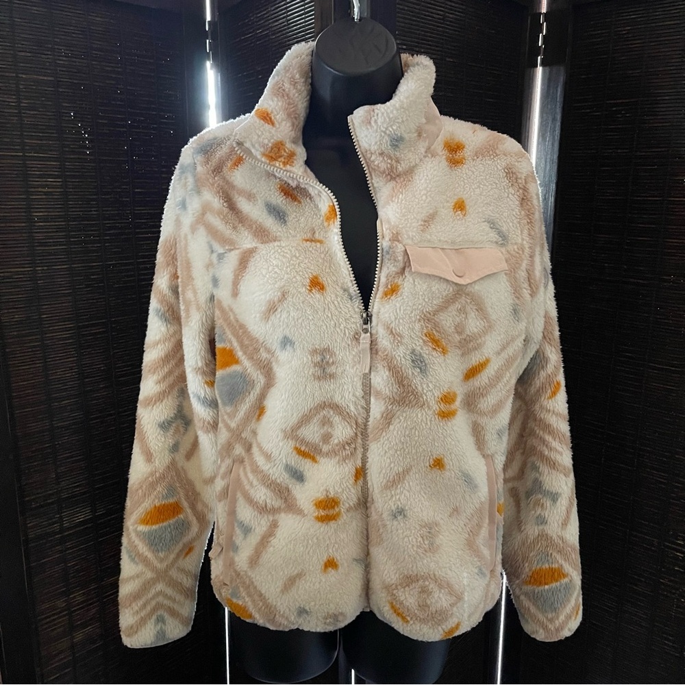GERRY Printed Teddy Sherpa Fleece Full-Zip Jacket Size S Small